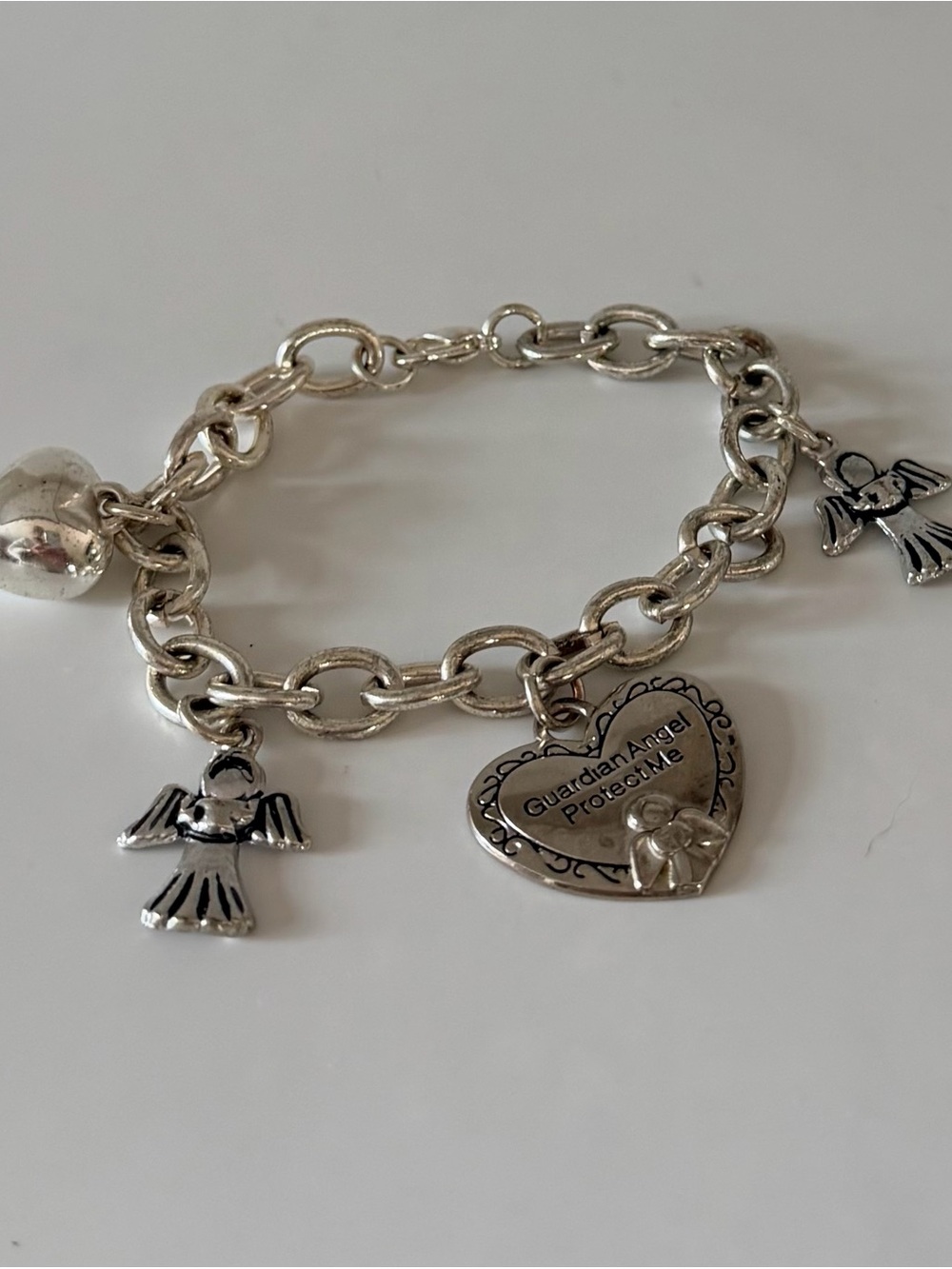Chunky Guardian Angel Dangle Charm Bracelet, 8" - Picture 8 of 14